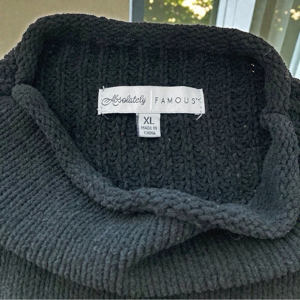 Absolutely Famous Colorblock Chenille Sweater Women’s XL Mock Neck Black & White - Picture 5 of 8